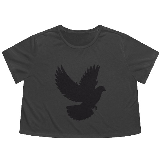 Peaceful Dove in Flight - Silhouette Style Flowy Cropped Tees