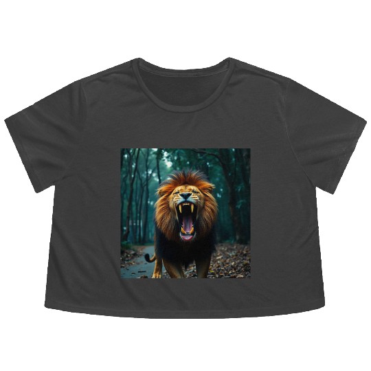 Angry lion Flowy Cropped Tees