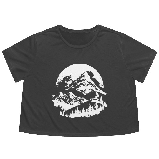 Snowboarding Drawing Flowy Cropped Tees