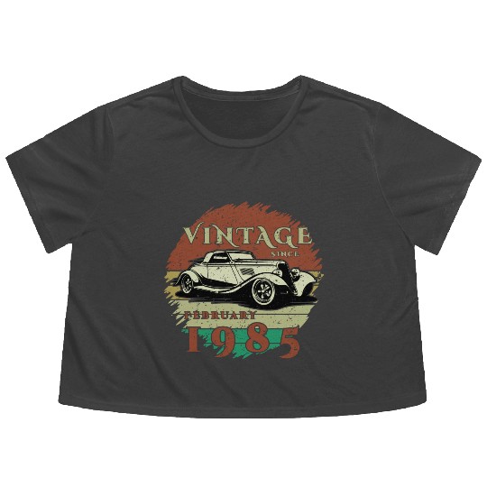 40th birthday Classic Car - Vintage since 02/1985 Flowy Cropped Tees