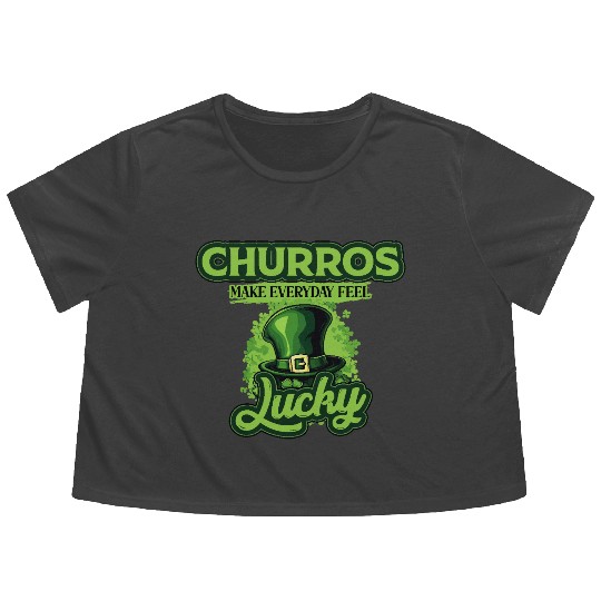 Churros Make Everyday Feel Lucky St Patricks Day Flowy Cropped Tees