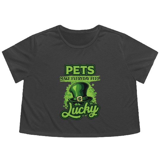 St Patricks Day Pets Make Everyday Feel Lucky Flowy Cropped Tees