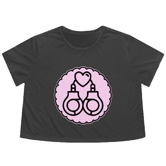 Pink Handcuffs Love LIKE US ON FB #USAPatriotGrap Flowy Cropped Tees