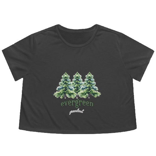 evergreen the green tree : green world Flowy Cropped Tees