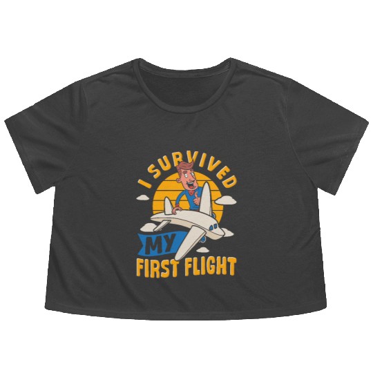 Airplane Plane Ride Takeoff Survived First Flight Flowy Cropped Tees
