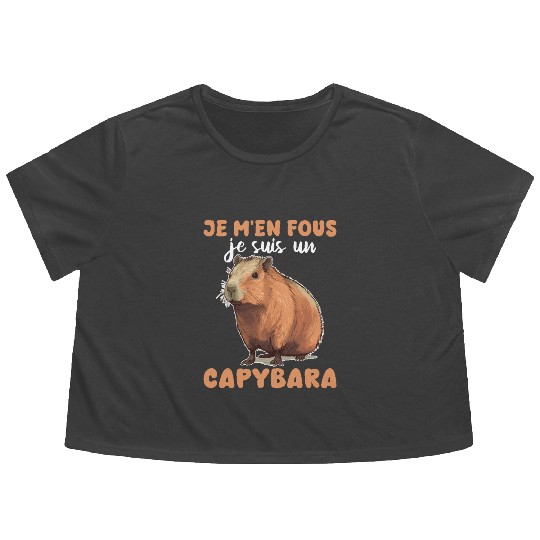 Je M'en Fous Je Suis Un Capybara - Sweet Capybara Flowy Cropped Tees