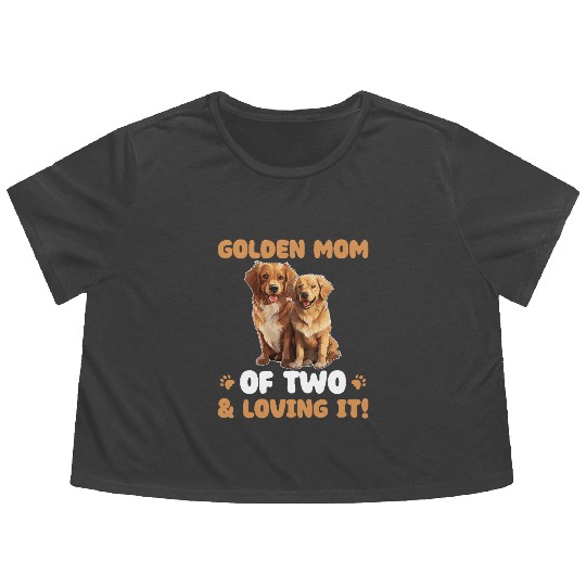Golden Retriever Golden Mom Of Two Flowy Cropped Tees