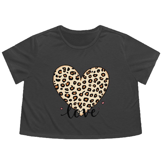 Trendy Vintage Retro Love Cheetah Leopard Print Flowy Cropped Tees