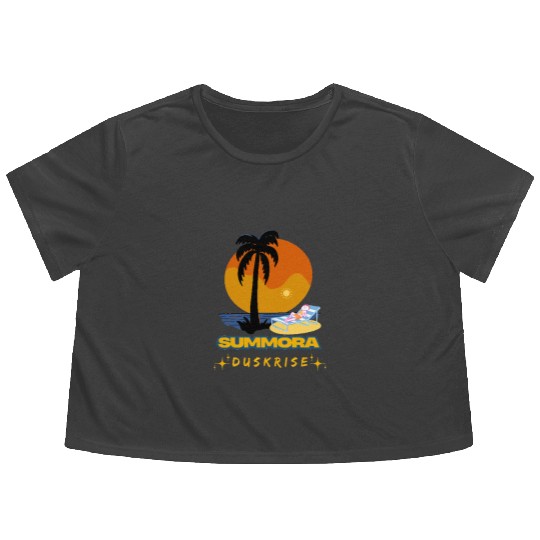 Summora Duskrise - Relaxing Tropical Vibes Design Flowy Cropped Tees