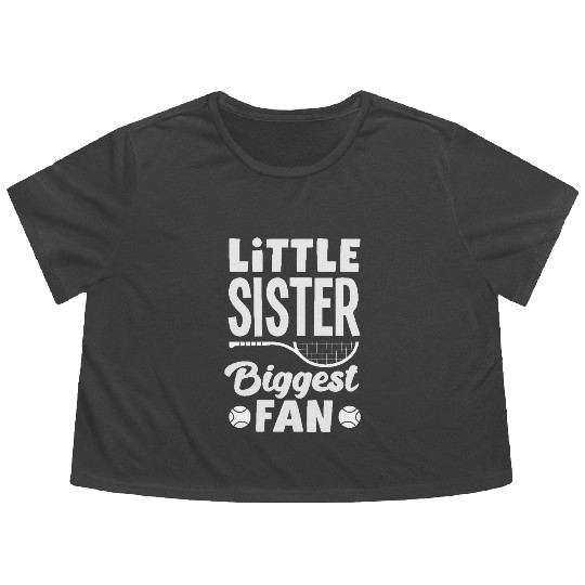 Little Sister Tennis Biggest Fan Flowy Cropped Tees
