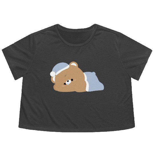 Tired Brown Bear Flowy Cropped Tees