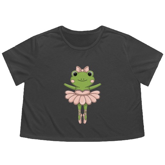 Funny Frog as a Ballerina for a Ballet dancer Flowy Cropped Tees