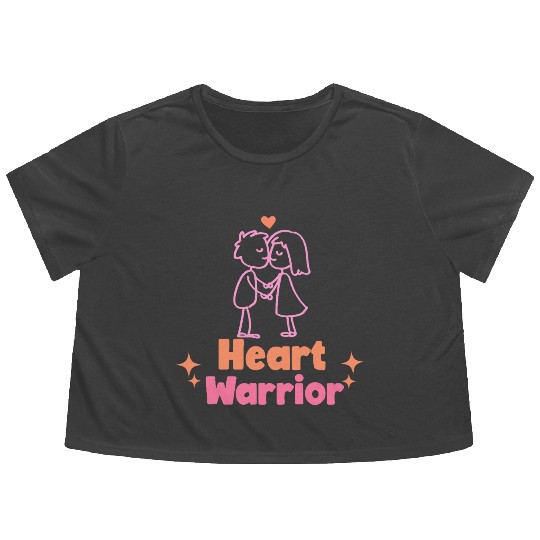 Heart warrior, valentine Flowy Cropped Tees