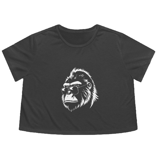Gorilla wearing sunglasses Flowy Cropped Tees