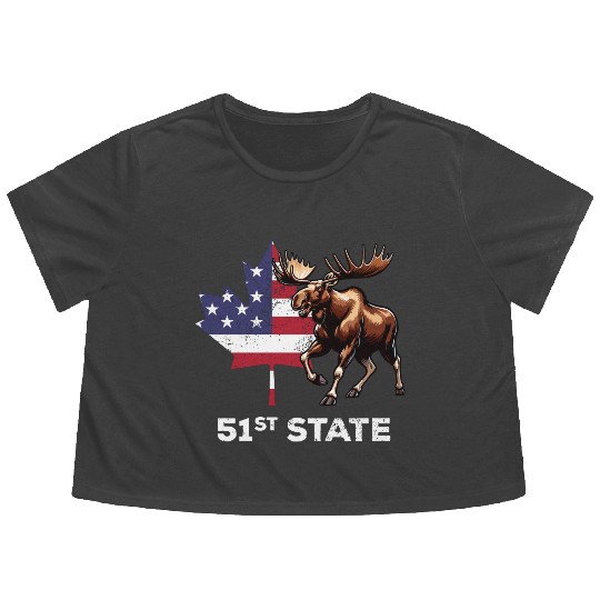 Canada 51st State United States Funny Trump Quote Flowy Cropped Tees