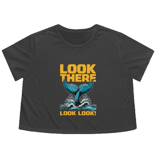 Whale Watching Look There Look Look Sea Creatures Flowy Cropped Tees