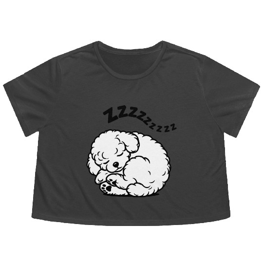 Sleepy Puppy Zzzz - Adorable Bichon Frise Flowy Cropped Tees