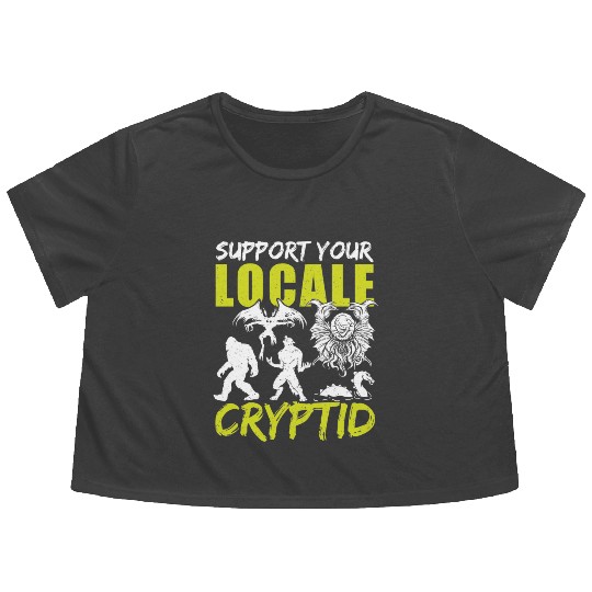 UFO Fantasy Cryptid Support Your Locale Cryptid Flowy Cropped Tees