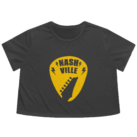 Nashville Music City Guitar Pick Flowy Cropped Tees