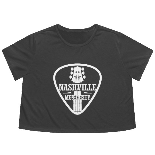 Nashville Music City Guitar Pick Flowy Cropped Tees