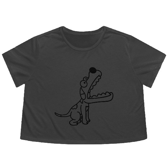Dog Big Mouth Snout Hunger Looks Up Greedy Eating Flowy Cropped Tees