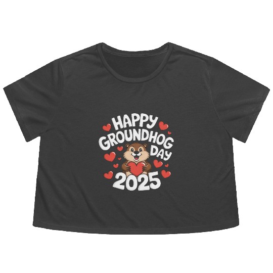 Happy Groundhog Day Flowy Cropped Tees