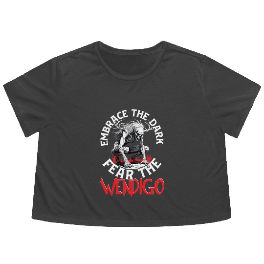 Cryptid Embrace The Dark Fear The Wendigo Flowy Cropped Tees