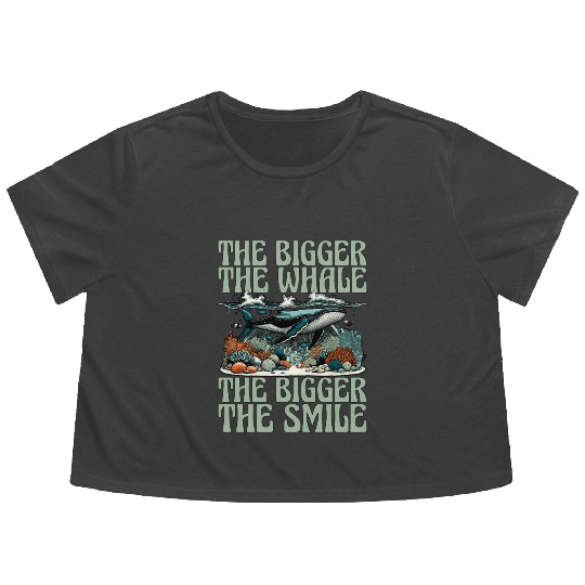 Whale Watching The Bigger The Whale Sea Creatures Flowy Cropped Tees