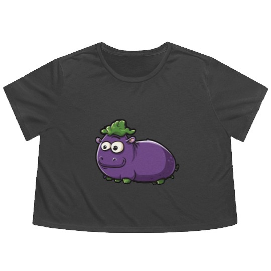 Hip Eggplant Flowy Cropped Tees