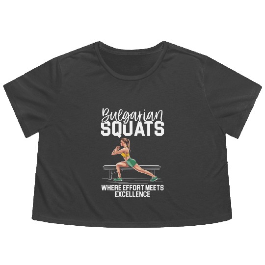 Bulgarian Squat Exercise Fitness Workout Gym Flowy Cropped Tees