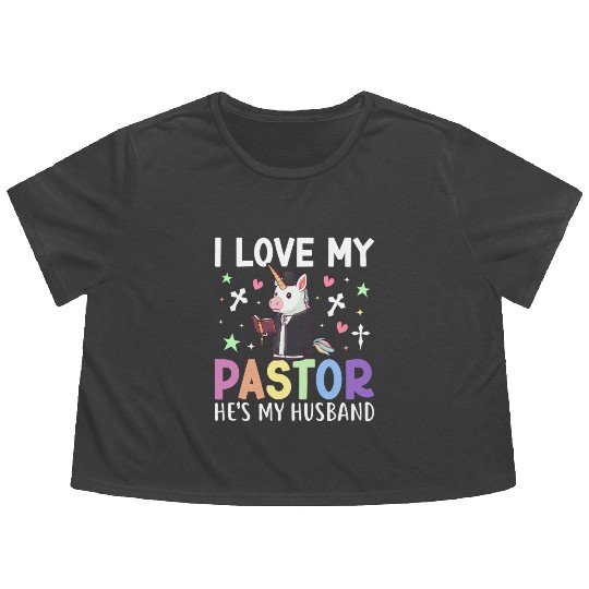 Love My Pastor He's My Husband Church Leader Flowy Cropped Tees