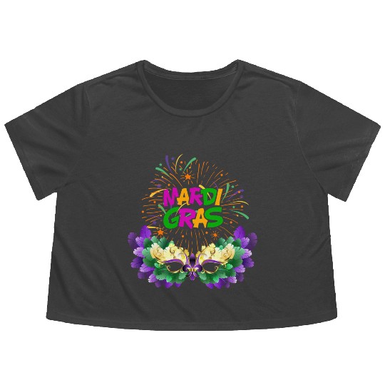Mardi Gras New Orlean Carnival Flowy Cropped Tees