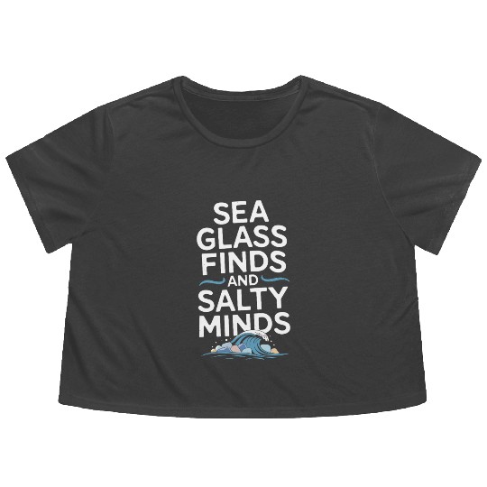 Sea Glass Hunters Collecting Ocean Treasures Flowy Cropped Tees