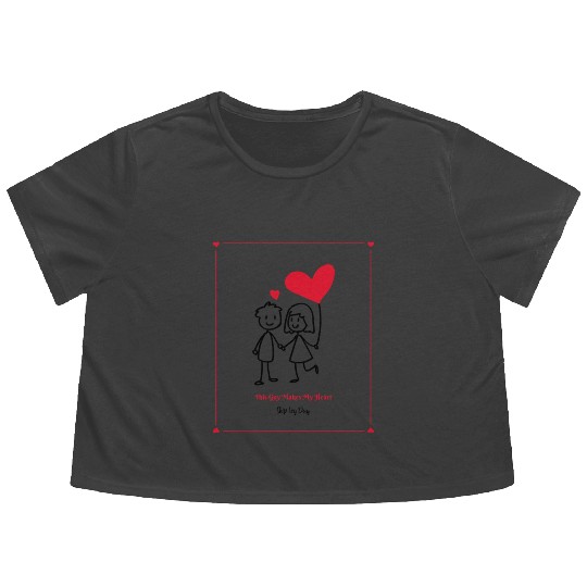 This Guy Makes My Heart Skip Leg Day Funny Flowy Cropped Tees