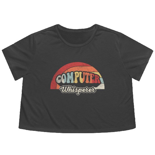 Computer Whisperer Geek Nerd Funny Retro Vintage Flowy Cropped Tees