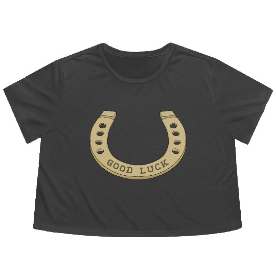 Cool Horseshoe for Lucky Days Flowy Cropped Tees