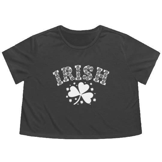 Embroidered Irish, St Patricks Day, St Paddys Day Flowy Cropped Tees