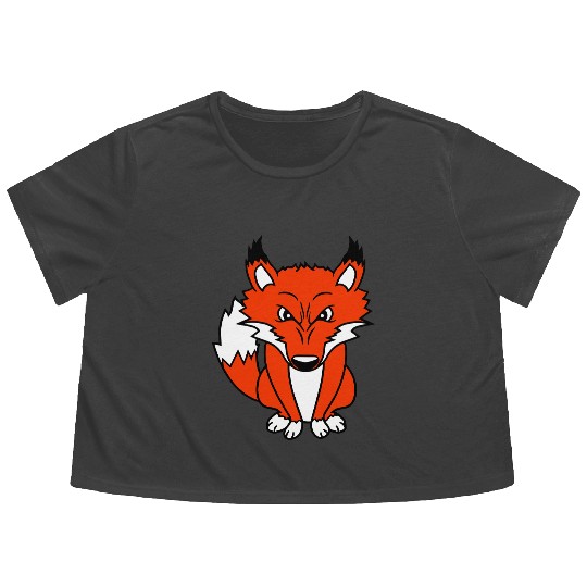 Fox Evil Eye Dangerous Red Fox Wild Animal Angry Flowy Cropped Tees