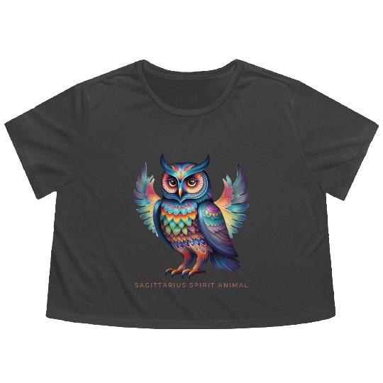 Sagittarius Spirit Animal Owl Alebrije Male Flowy Cropped Tees