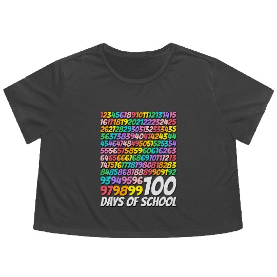 100 days of school Math Numbers 100th Days Of Scho Flowy Cropped Tees