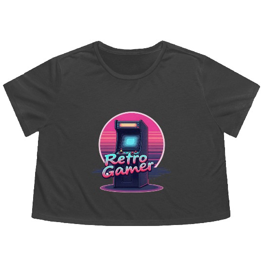 retro gamer in retro style oldschool gamer Flowy Cropped Tees