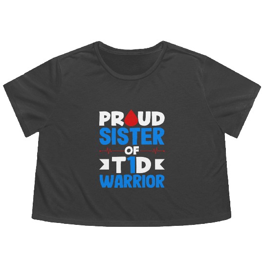 Diabetes Type 1 Awareness Proud Sister Flowy Cropped Tees