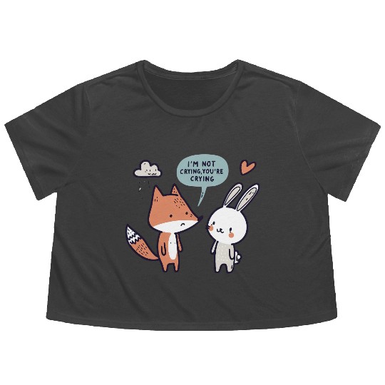 Valentine's "I'm Not Crying" Design - Funny egyape Flowy Cropped Tees