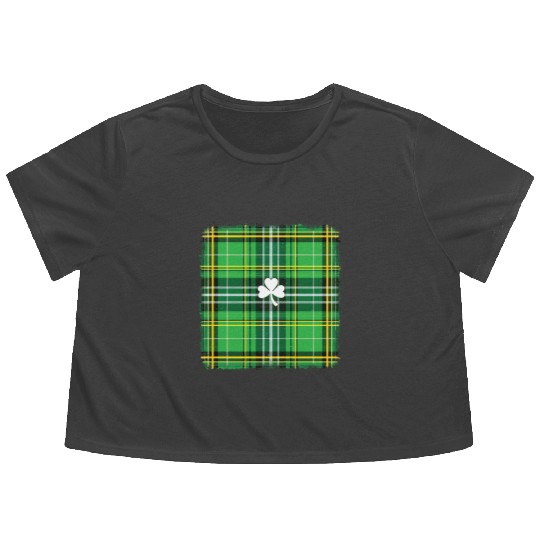 Irish Plaid Shamrock – St. Patrick’s Day Flowy Cropped Tees