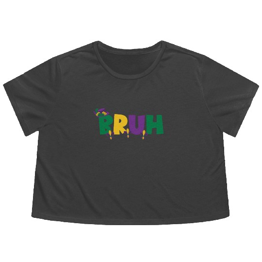 Bruh Mardi Gras Teens Boys Kids Mardi Gras Bruhbru Flowy Cropped Tees