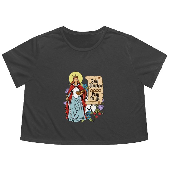 St. Dymphna Purity Lily Patron Saint Mental Health Flowy Cropped Tees