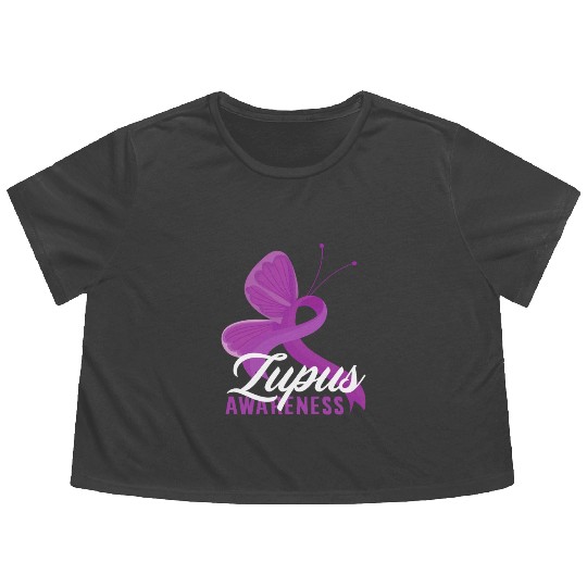 Lupus Awareness Butterfly Embrace Flowy Cropped Tees