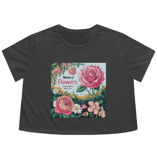 World of Flowers: A Beautiful Coloring Book for Ad Flowy Cropped Tees