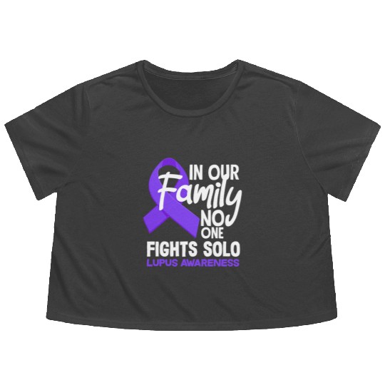 In Our Family No One Fights Solo Lupus Awareness Flowy Cropped Tees