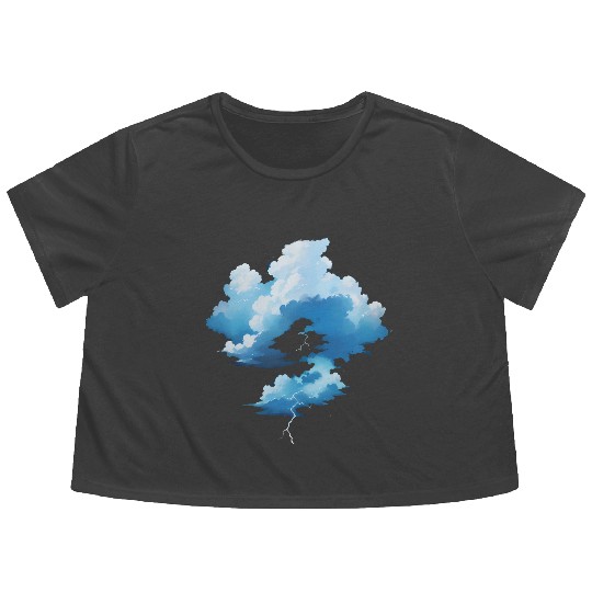 Blue Storm Clouds Flowy Cropped Tees